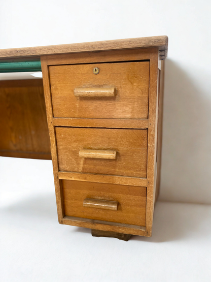 Bureau Droit - Bois - Pied fer - vert