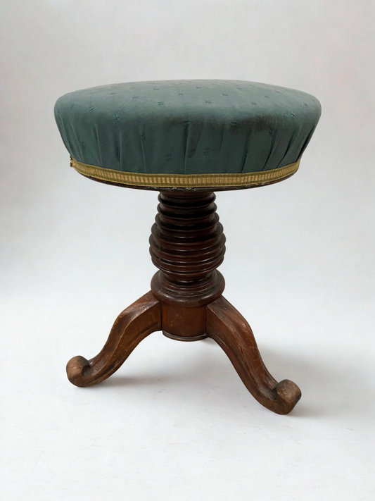 Tabouret ancien en bois vert