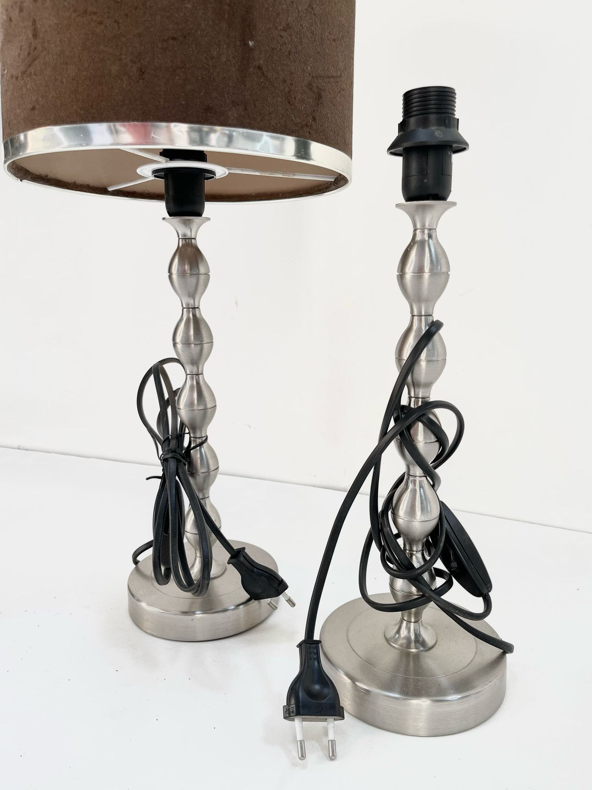 Pieds de lampes argentés