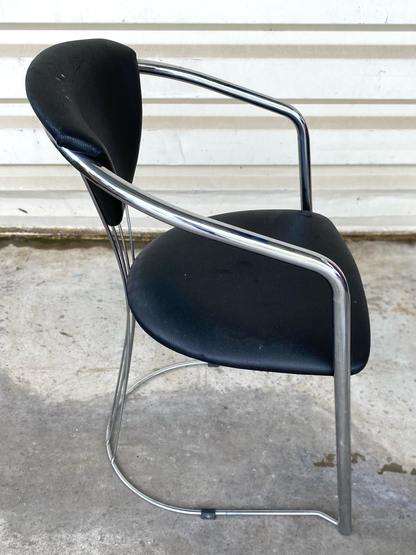 Chaise fauteuil cuir / acier