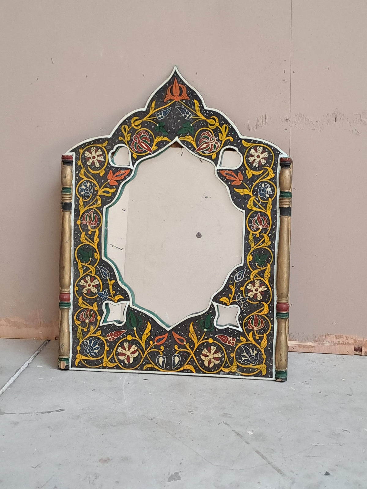 Miroir oriental en bois peint à la main