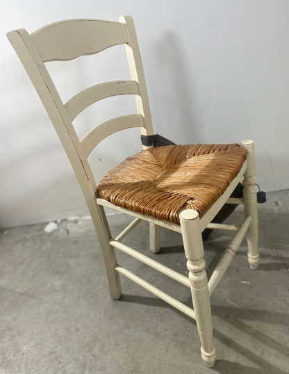 Chaise - Bois - Blanc - Assise Paille
