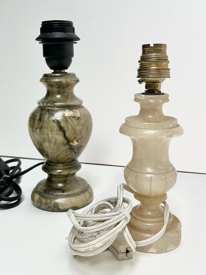 Pied de lampe en marbre blanc et vert