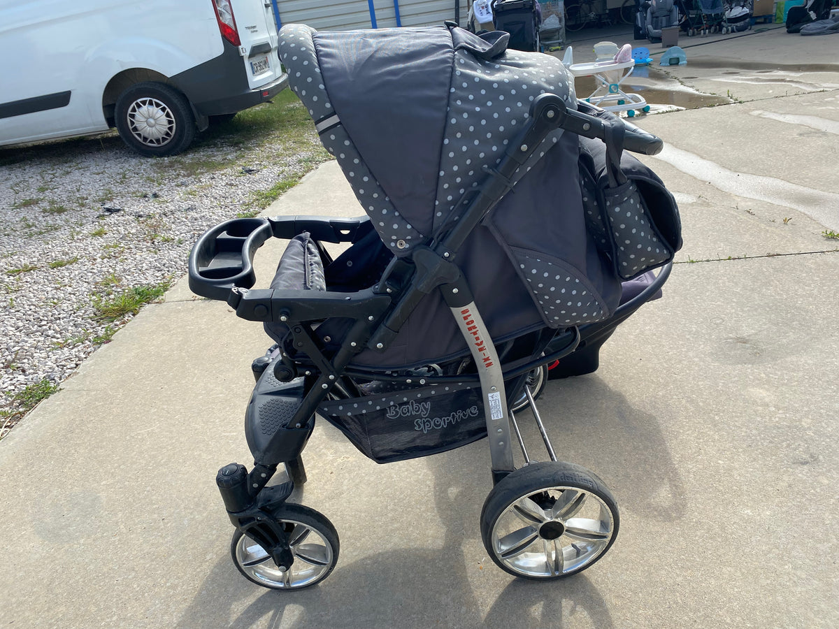 Poussette 3 en 1 Baby sportive / pois bleu marine