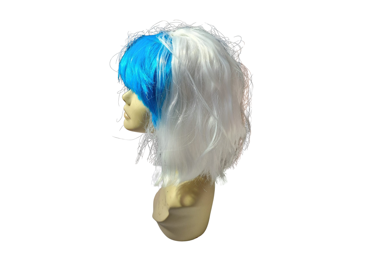 Perruque blanc et bleu