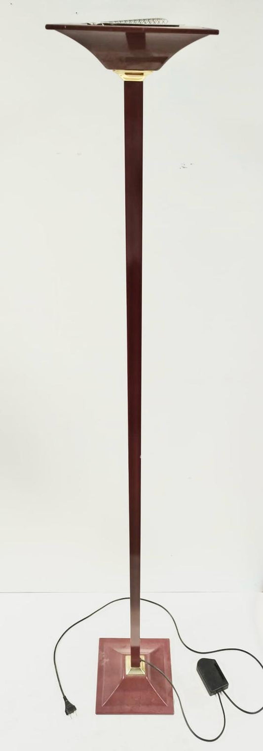 Lampadaire rectangle rouge r et bois