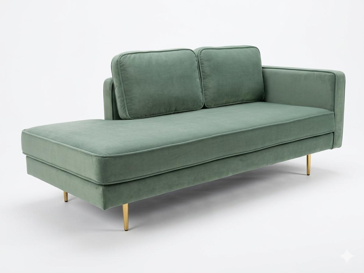Méridienne en velours vert menthe