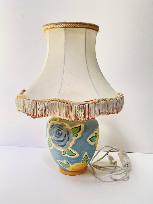 Lampe ronde fleur bleue