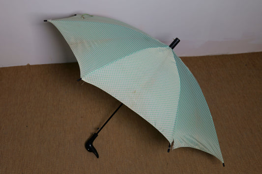 Parapluie grillagé vert et blanc