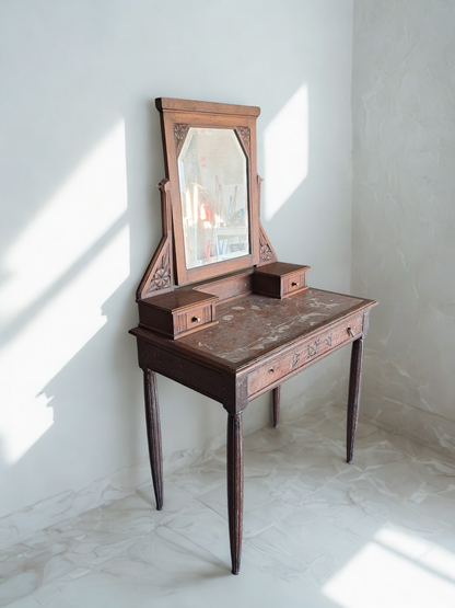 Coiffeuse en bois et marbré