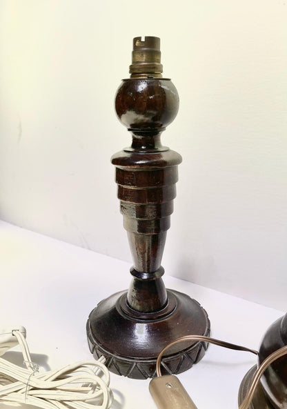 Pied de lampe bois foncé