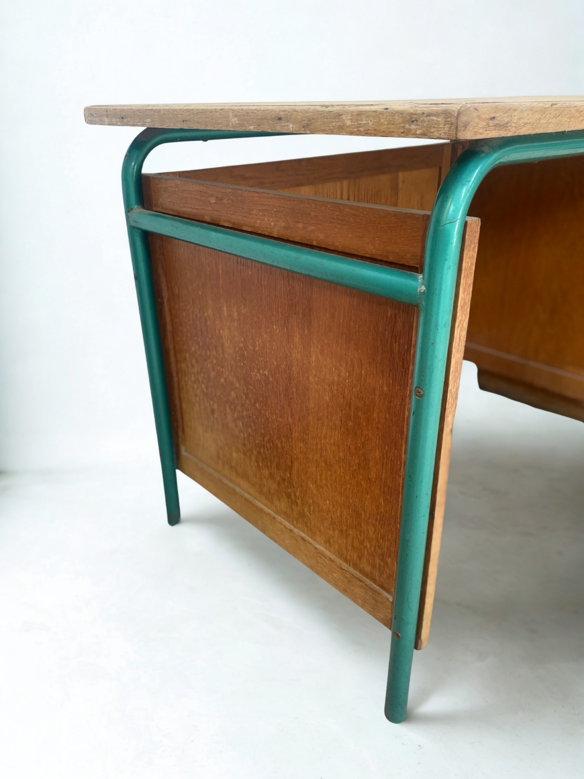 Bureau Droit - Bois - Pied fer - vert