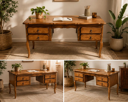 Bureau en bois massif style Louis XV