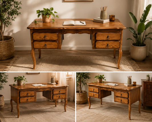 Bureau en bois massif style Louis XV