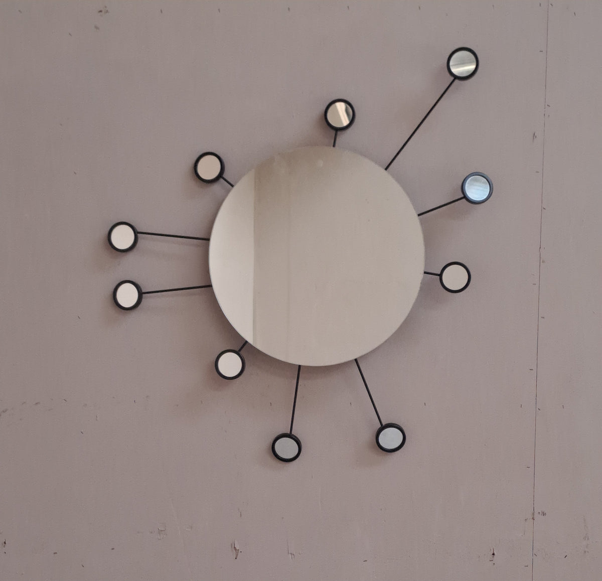 Miroir rond métal noir