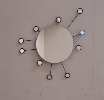 Miroir rond métal noir