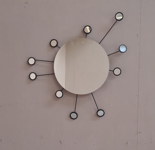 Miroir rond métal noir