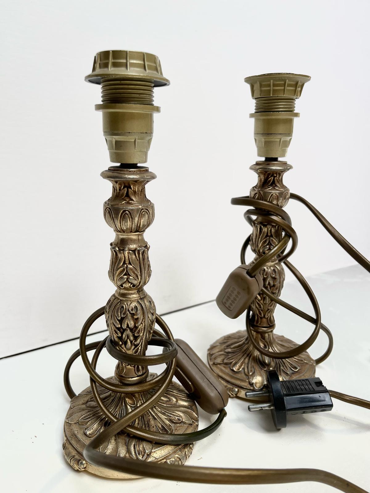 Pied de lampe chandelle dorée