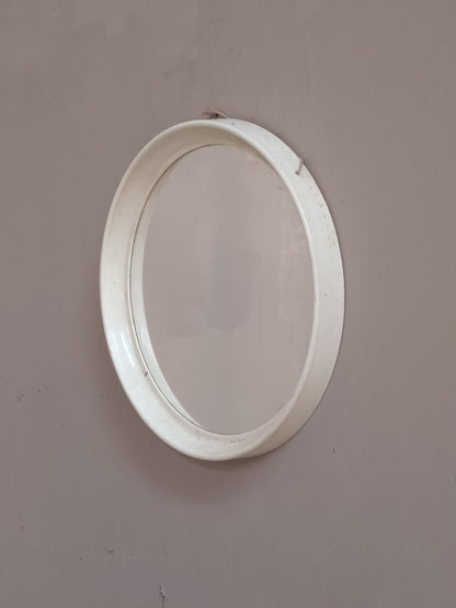 Grand miroir rond, plastique blanc