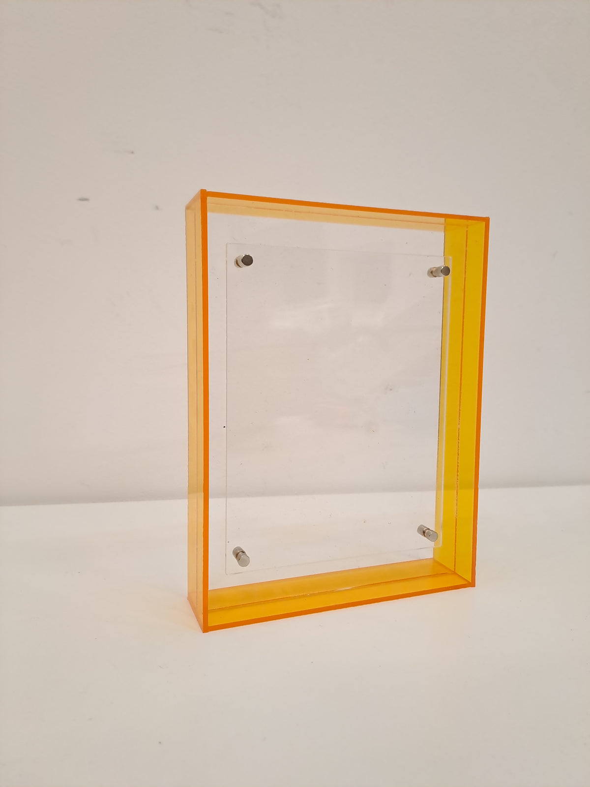 Cadre néon acrylique bleu, jaune, orange