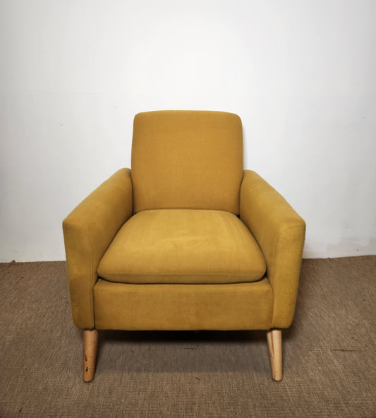 Fauteuil jaune moutarde en tissu