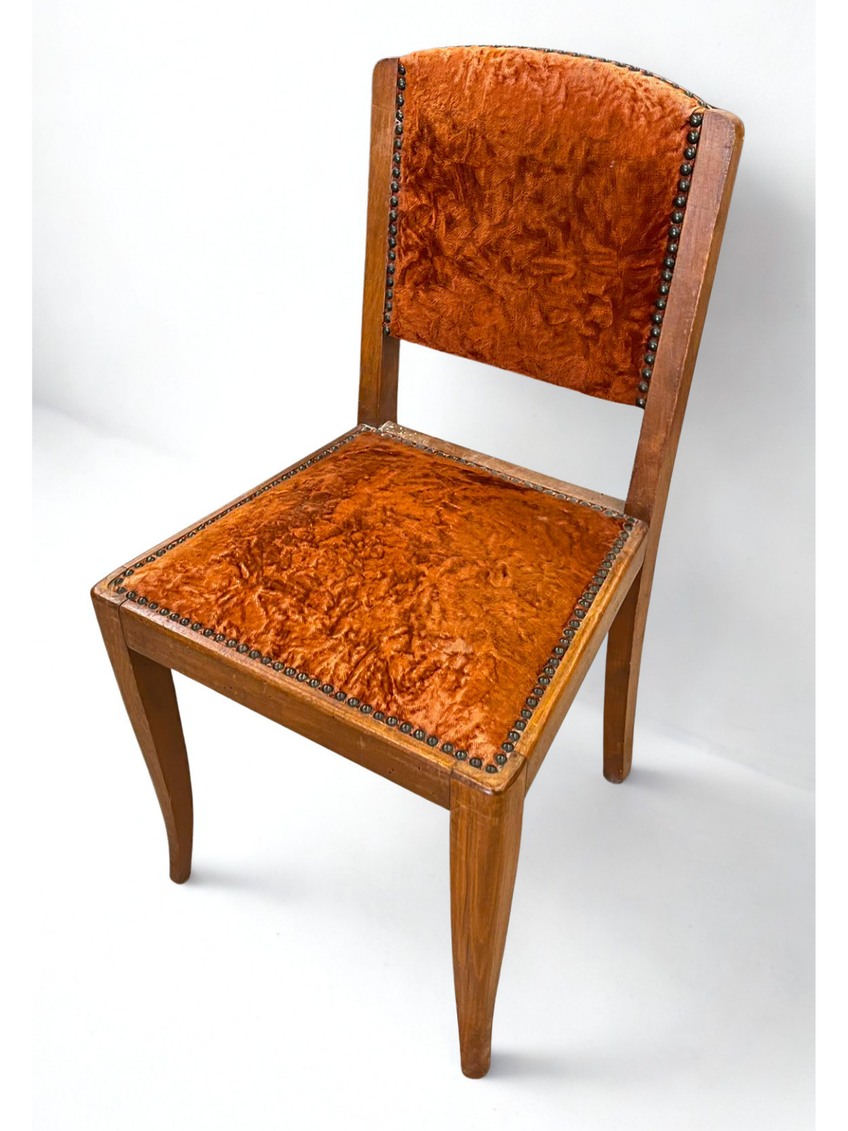 Chaise en velours orange