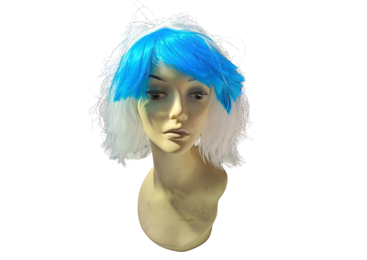 Perruque blanc et bleu