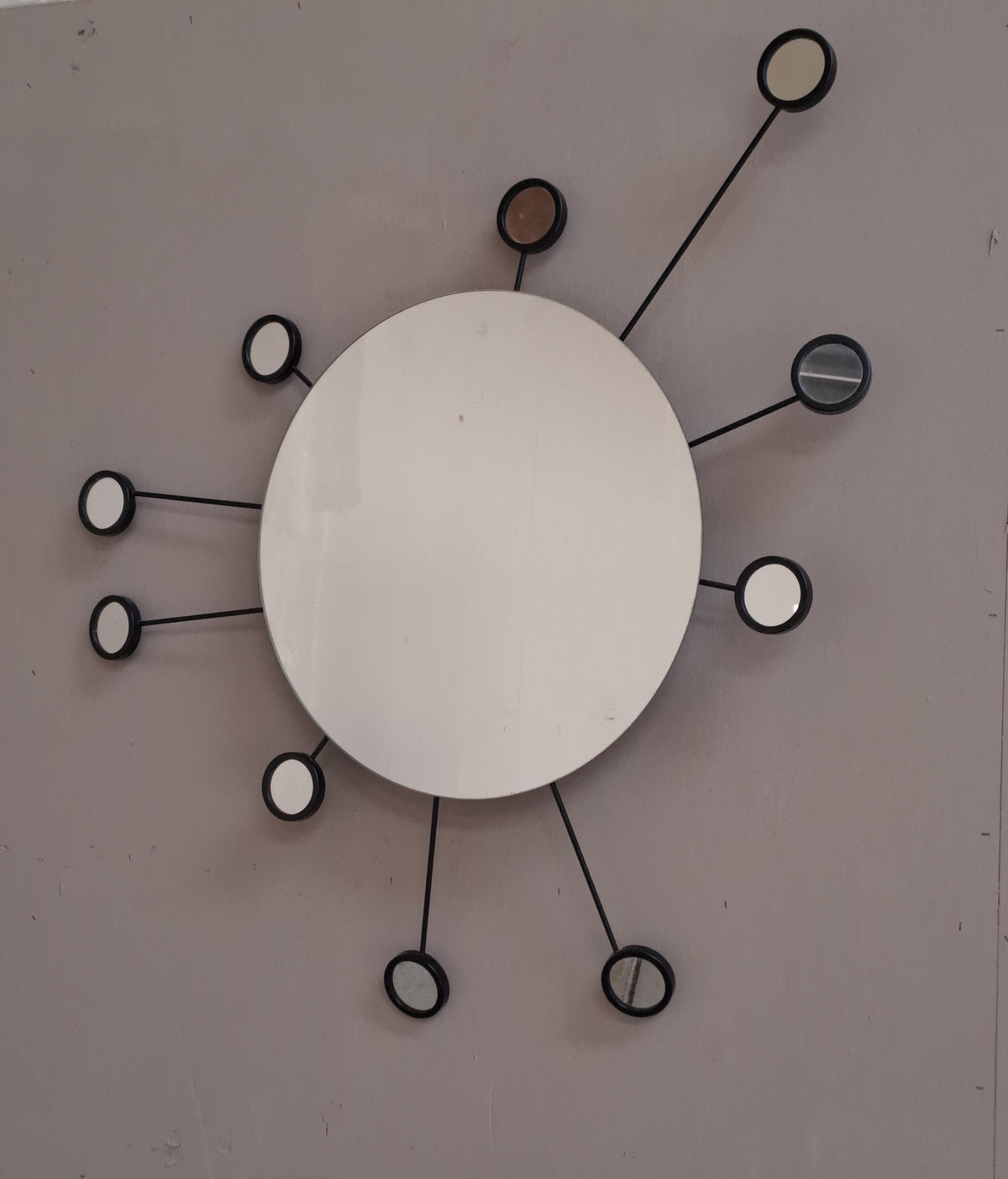 Miroir rond métal noir