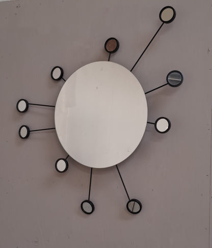 Miroir rond métal noir