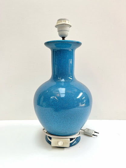Pied de lampe en céramique bleue