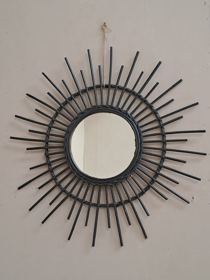 Miroir en rotin noir