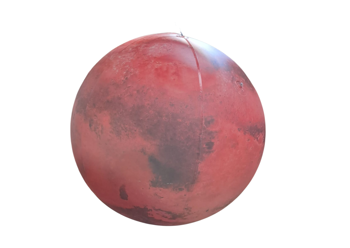 Ballon gonflable suspendu représentant la planète Mars rétro éclairé