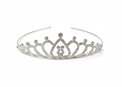 Diadème en métal argenté orné de strass