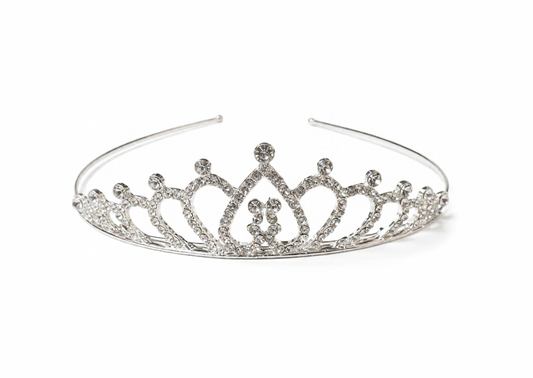 Diadème en métal argenté orné de strass