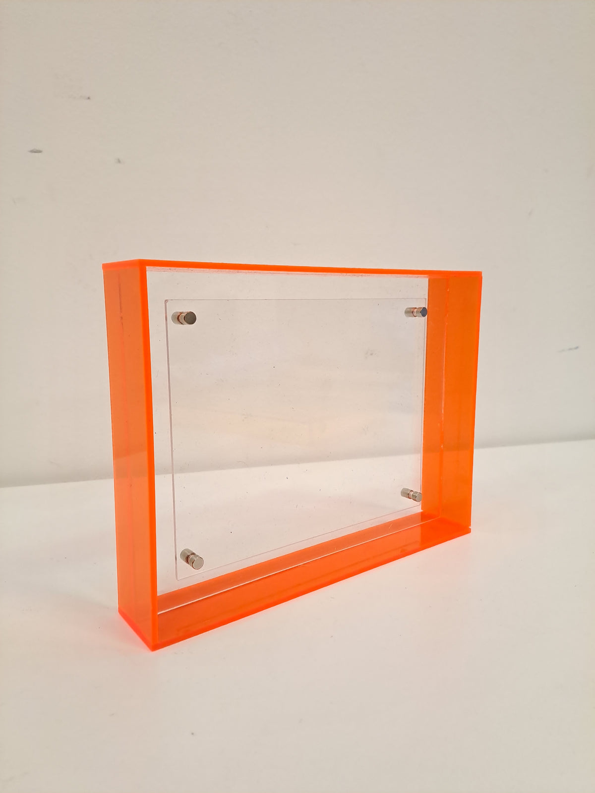 Cadre néon acrylique bleu, jaune, orange