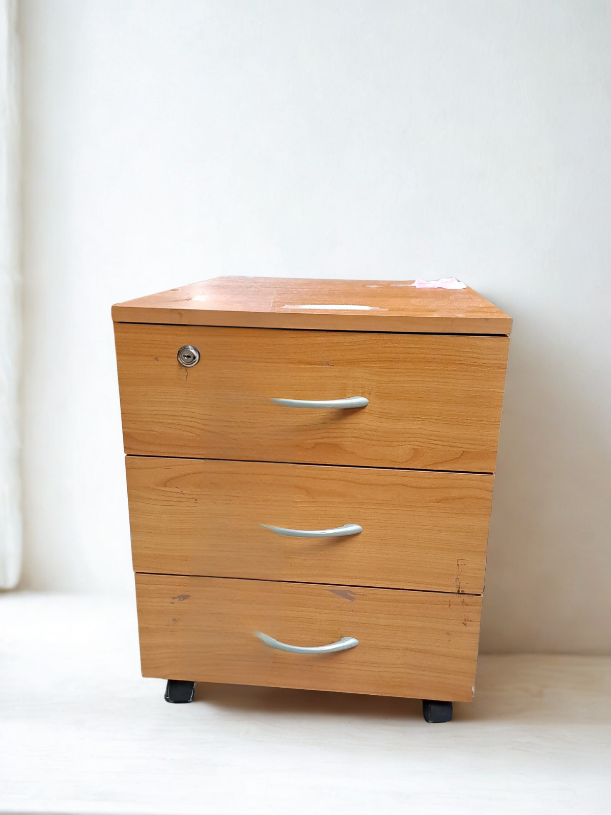 Caisson - bureau bois clair - avec roulettes