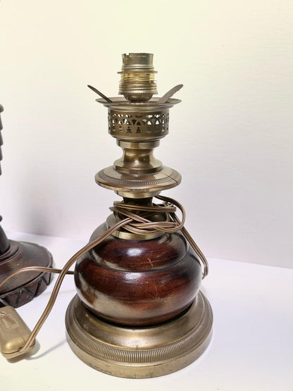 Pied de lampe bois foncé