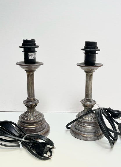 Pied de lampe argenté