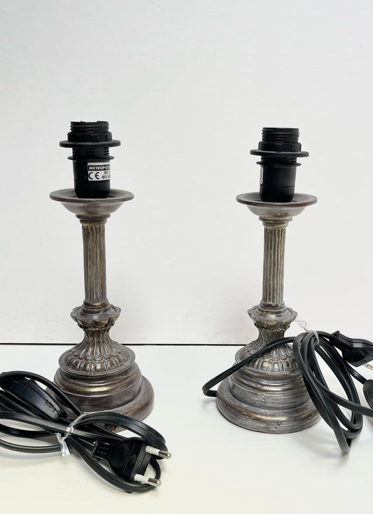 Pied de lampe argenté