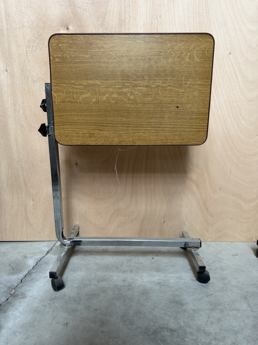 Tablette à roulettes inox - bois foncé