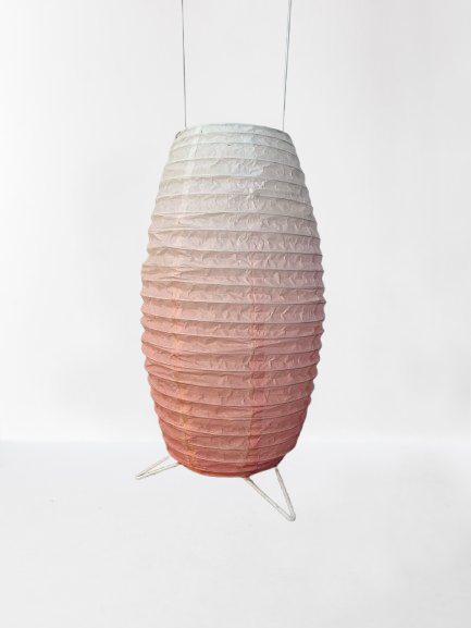 Lampe en papier blanche et rouge