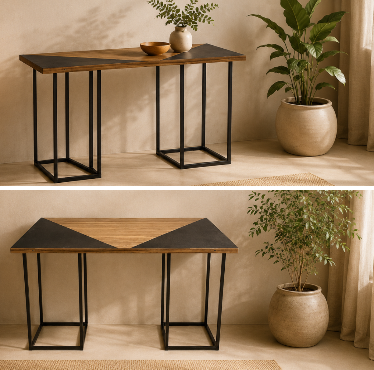 Table console design - style industriel/minimaliste