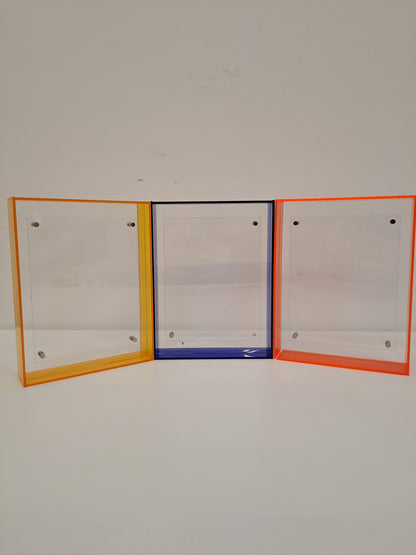 Cadre néon acrylique bleu, jaune, orange