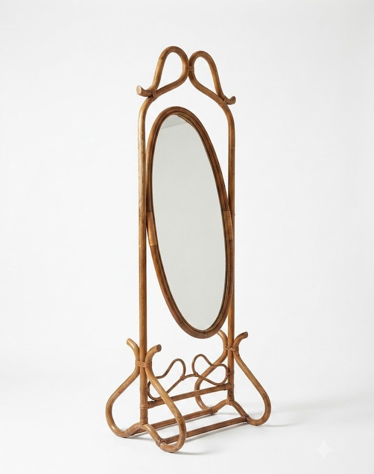 Miroir psyché en rotin