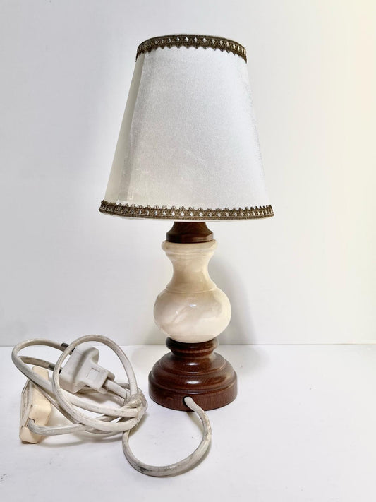 Lampe céramique bois blanc marron