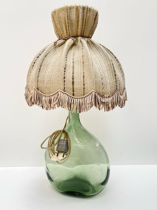 Lampe Pied en verre vert