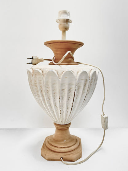 Pied de lampe en céramique blanc et beige