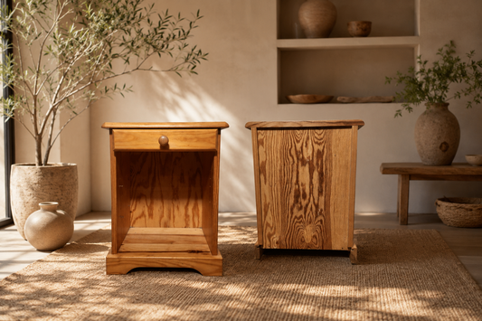 Table de chevet en bois massif, style vintage
