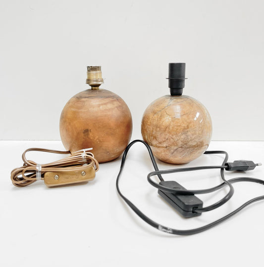 Pieds de lampes ronds bois et marbre