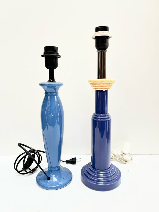 Pieds de lampes en céramique bleu